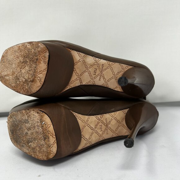 L.A.M.B. Tan Platform High Heel Ankle Boots US 7.5 - Picture 6 of 12